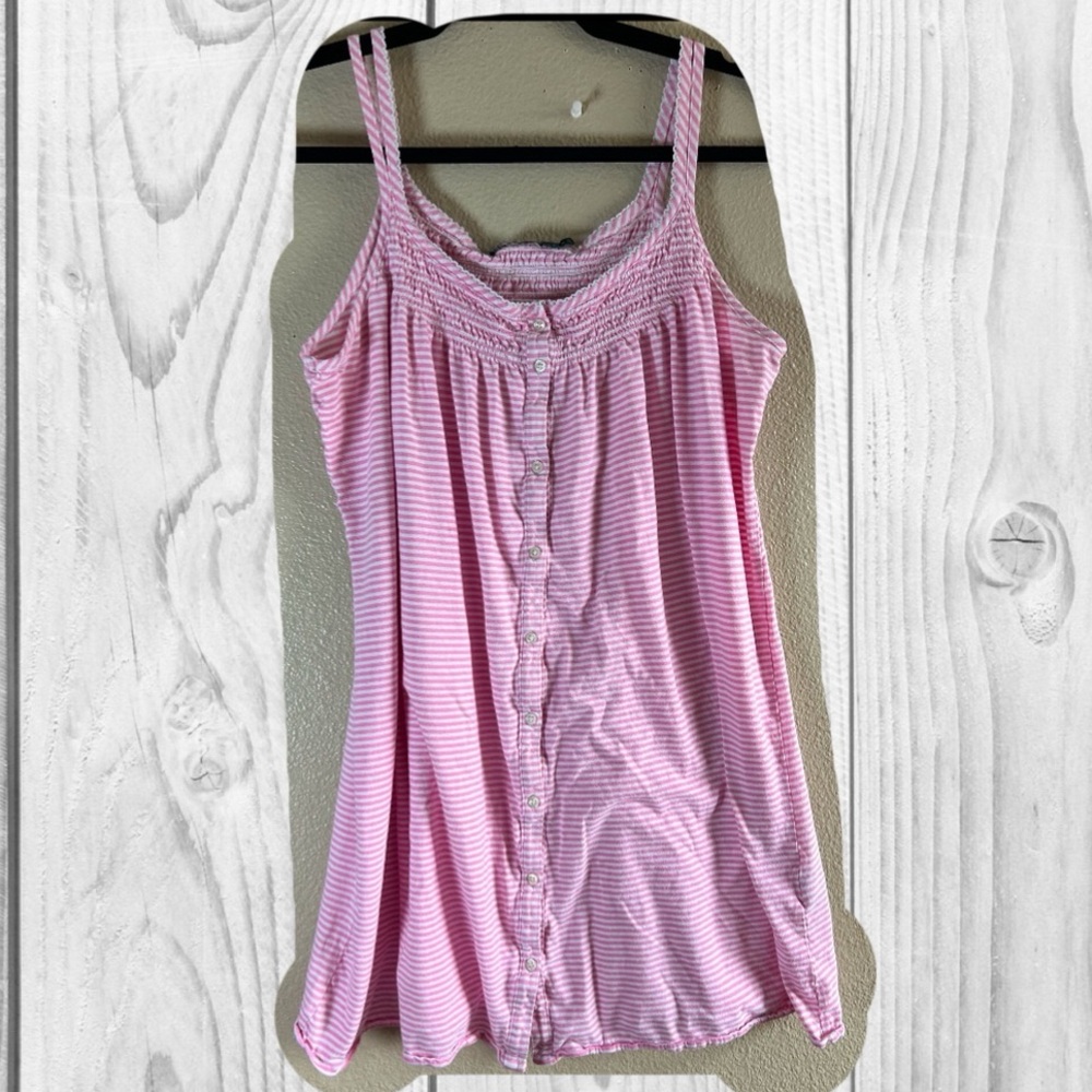 Ralph Lauren Pink White Striped Button-Front Nightbed size Medium